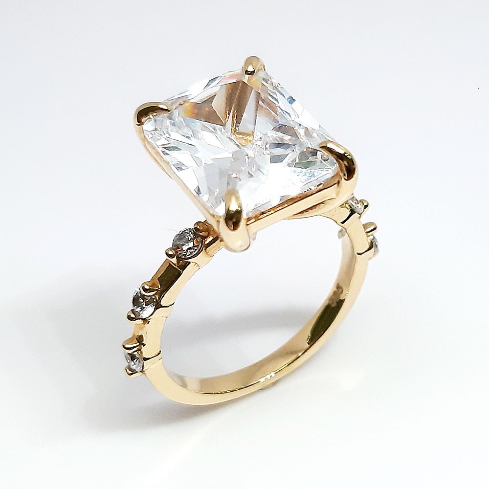 Damenring, Gelbgold 585, mit weißen Zirkonia ( A001982 )