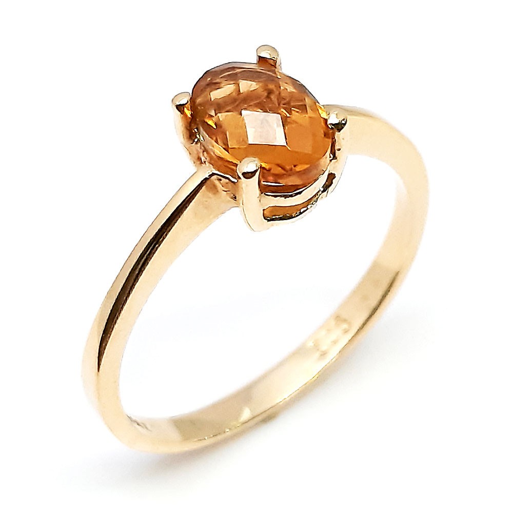 Damenring, Gelbgold 585, mit dunkelgelben Zirkonia ( A000579 )